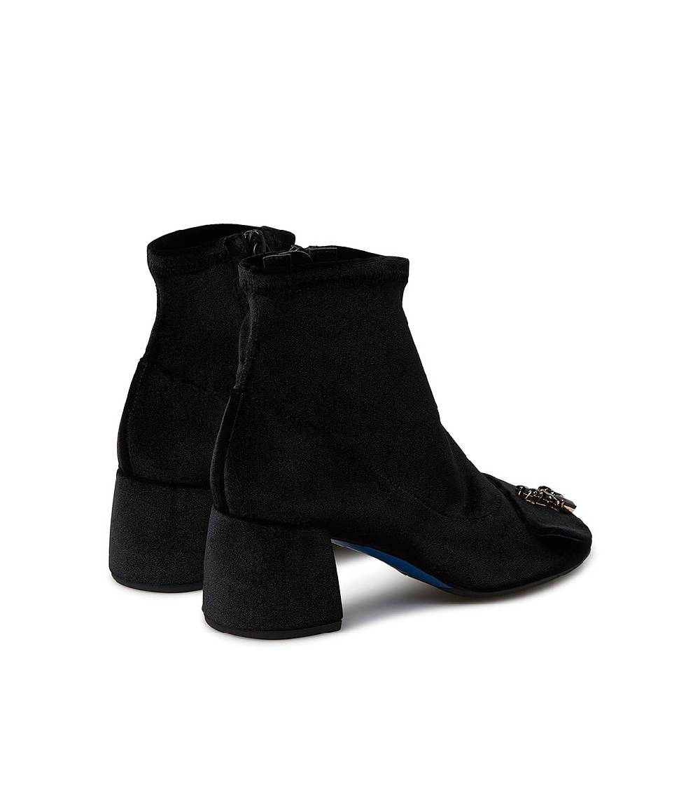 Loriblu Stivaletti in velluto nero con Logo Signature cristalli Fino al 60% di sconto