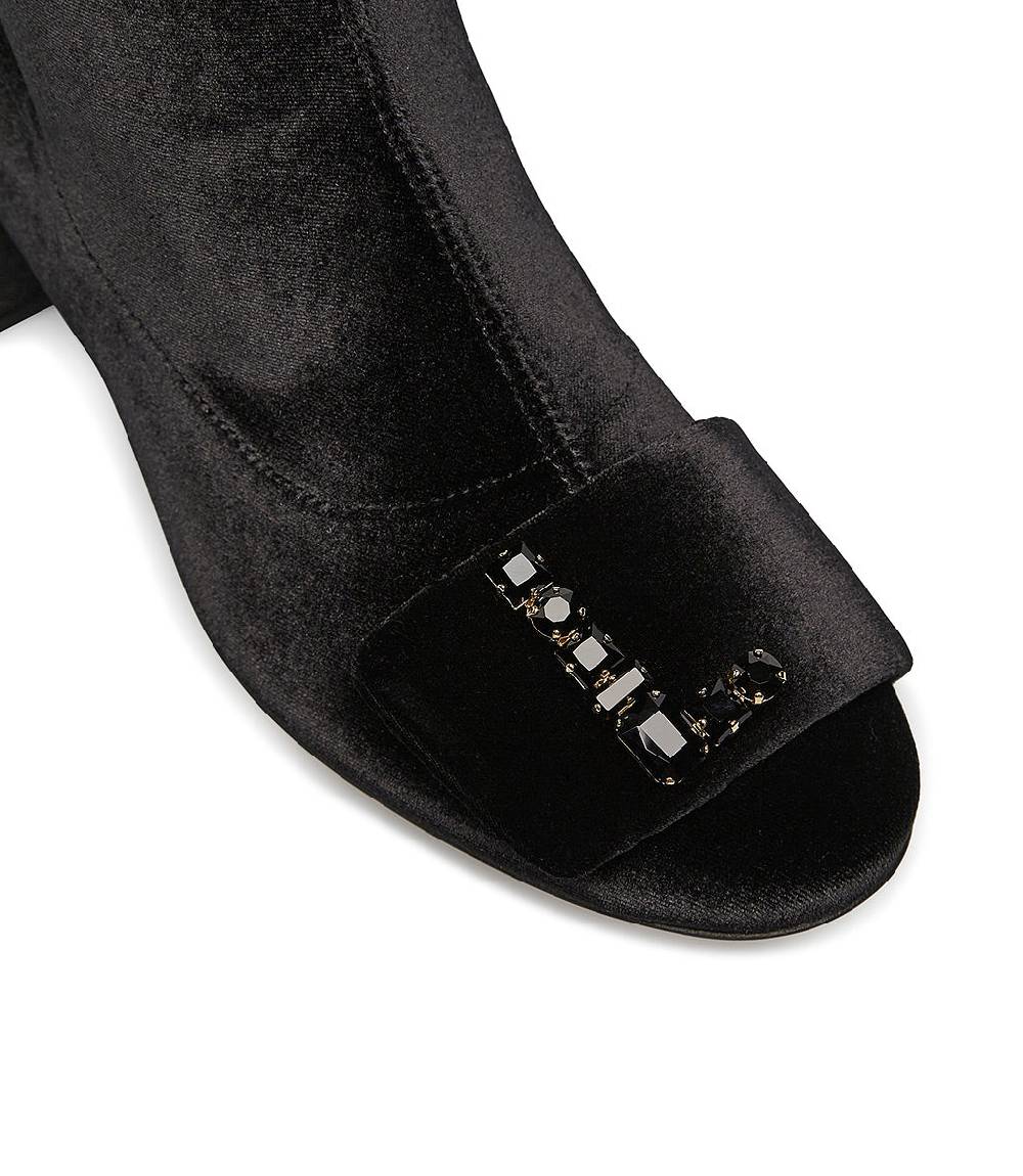Loriblu Stivaletti in velluto nero con Logo Signature cristalli Fino al 60% di sconto