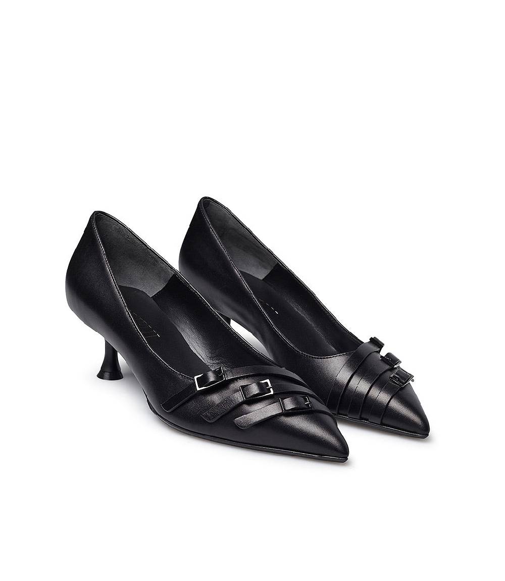 Loriblu Décolleté in nappa nera con cinturini Only for today