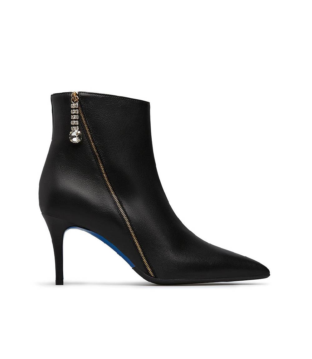 Loriblu Stivaletto in nappa nera con zip decorativa oro 50% di sconto con spedizione gratuita