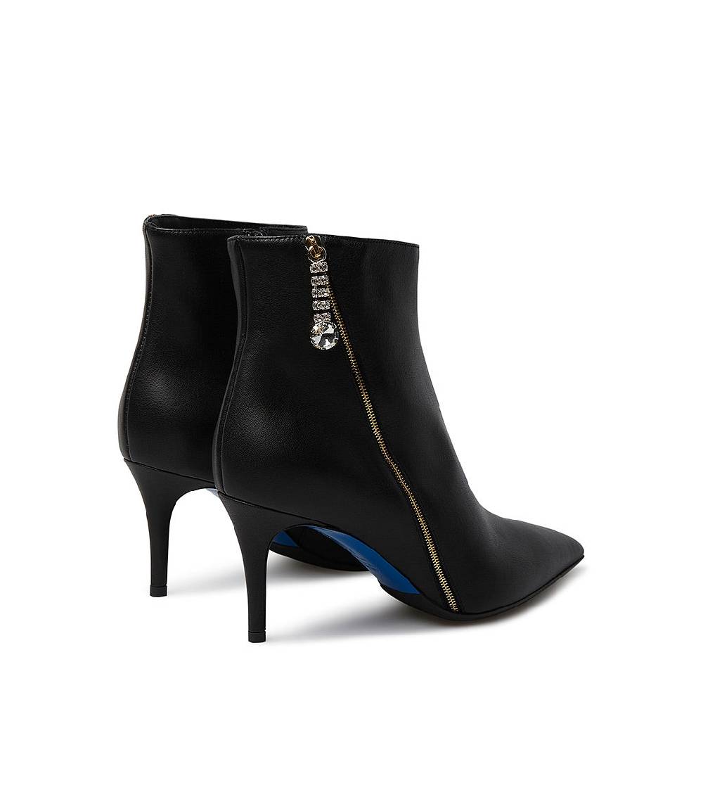 Loriblu Stivaletto in nappa nera con zip decorativa oro 50% di sconto con spedizione gratuita