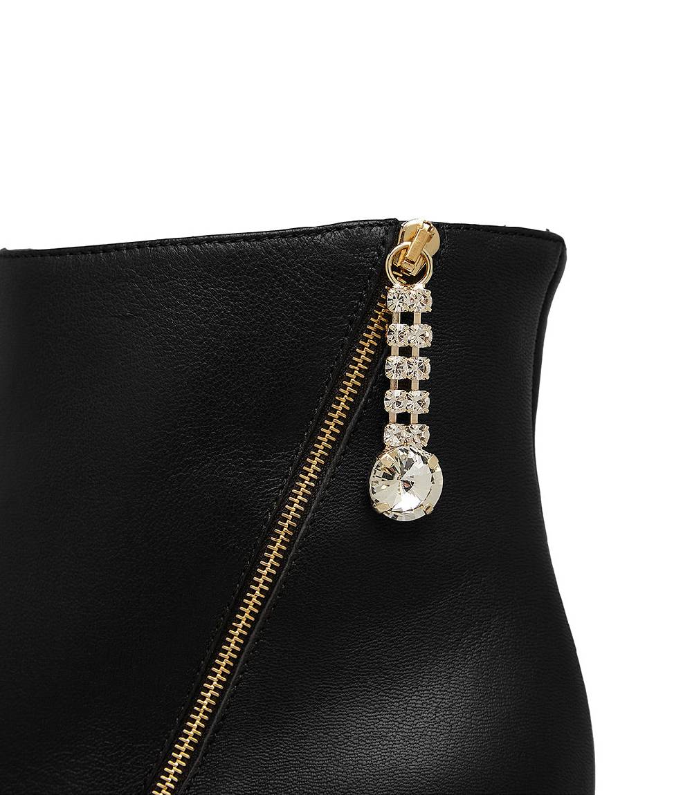 Loriblu Stivaletto in nappa nera con zip decorativa oro 50% di sconto con spedizione gratuita