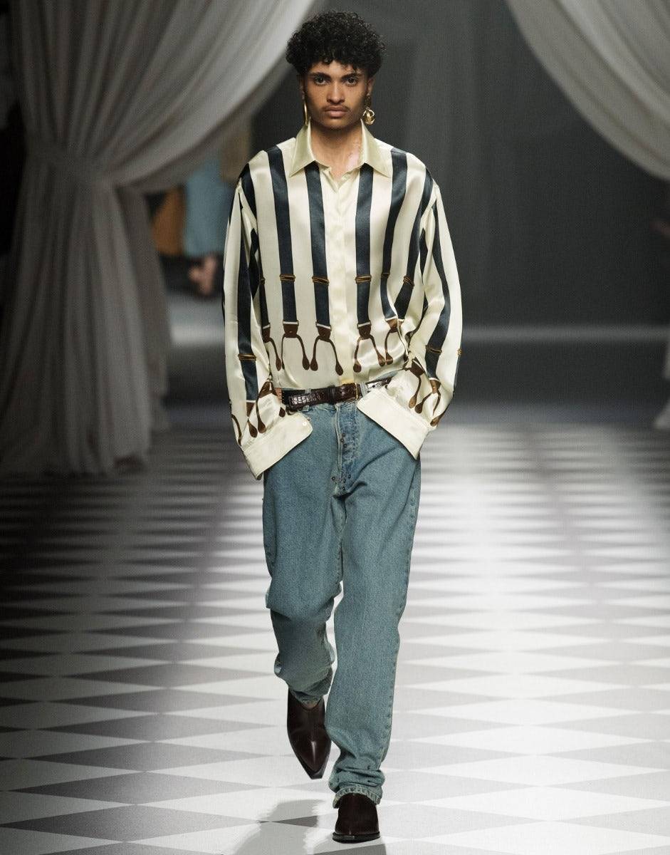 Love Moschino Camicia in raso Suspenders Print Hotsell