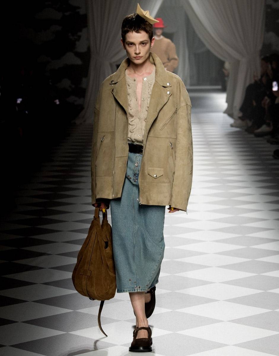Love Moschino Giacca Biker oversize in camoscio Vendita Economica