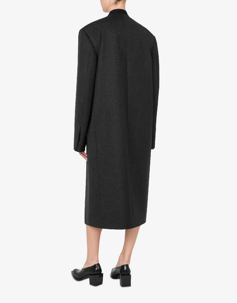 Love Moschino Cappotto in tela di lana tinto in filo Nuova