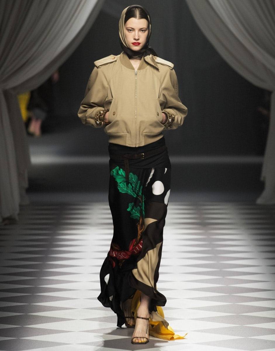 Love Moschino Gonna in twill di seta Patchwork Nuovo