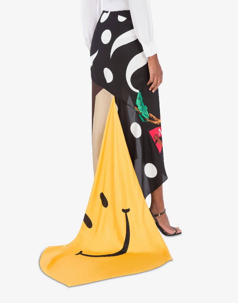 Love Moschino Gonna in twill di seta Patchwork Nuovo