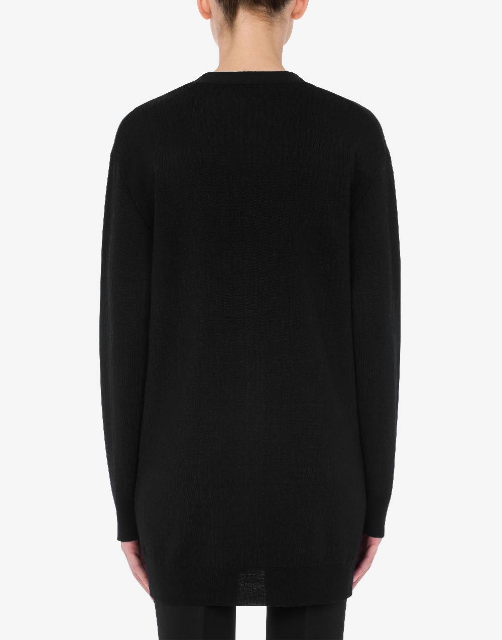 Love Moschino Cardigan in lana Allover Logo Vendita Calda