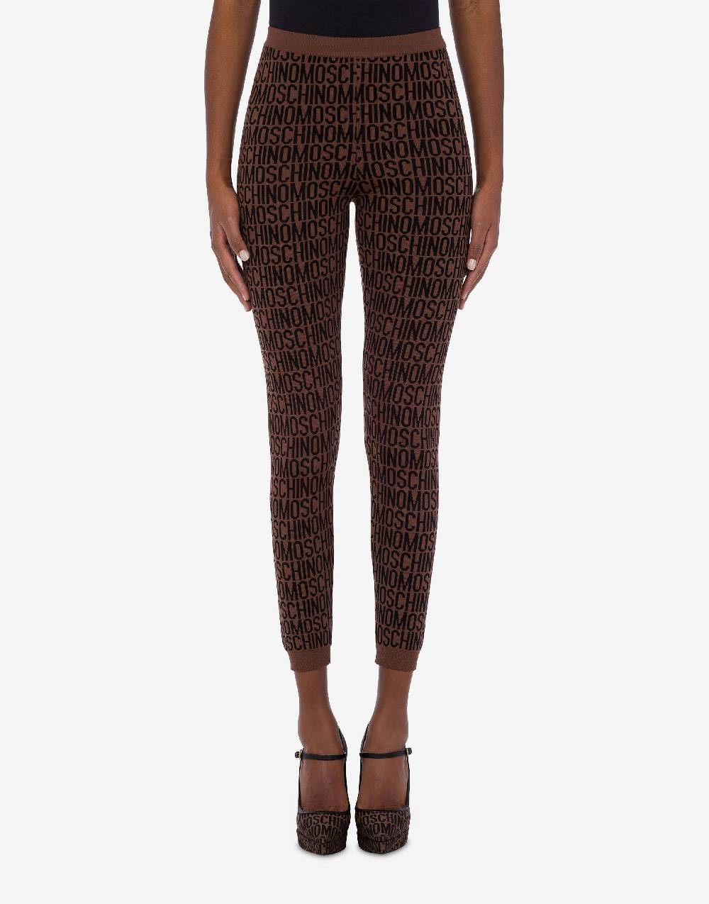 Love Moschino Leggings in lana Allover Logo Vendite Flash