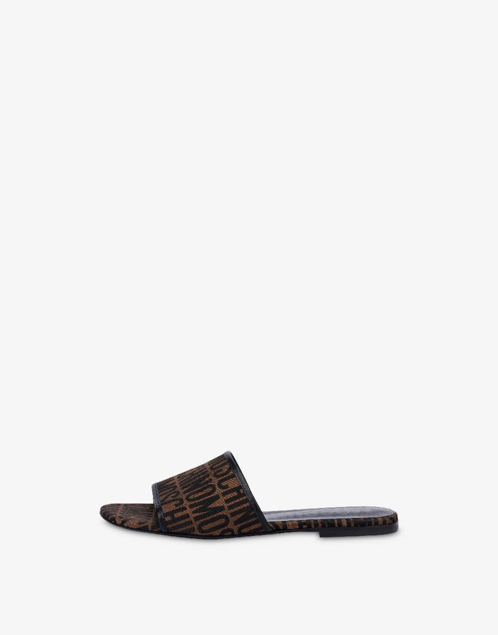 Love Moschino Sandali flat in nylon Allover Logo Nuovo