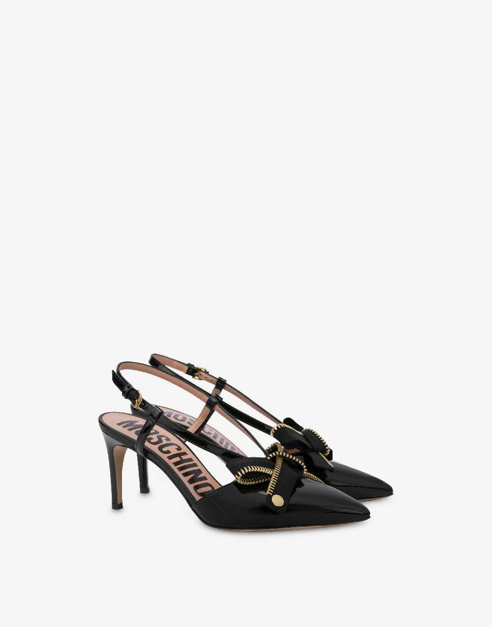 Love Moschino Slingback in vernice Bow Zip