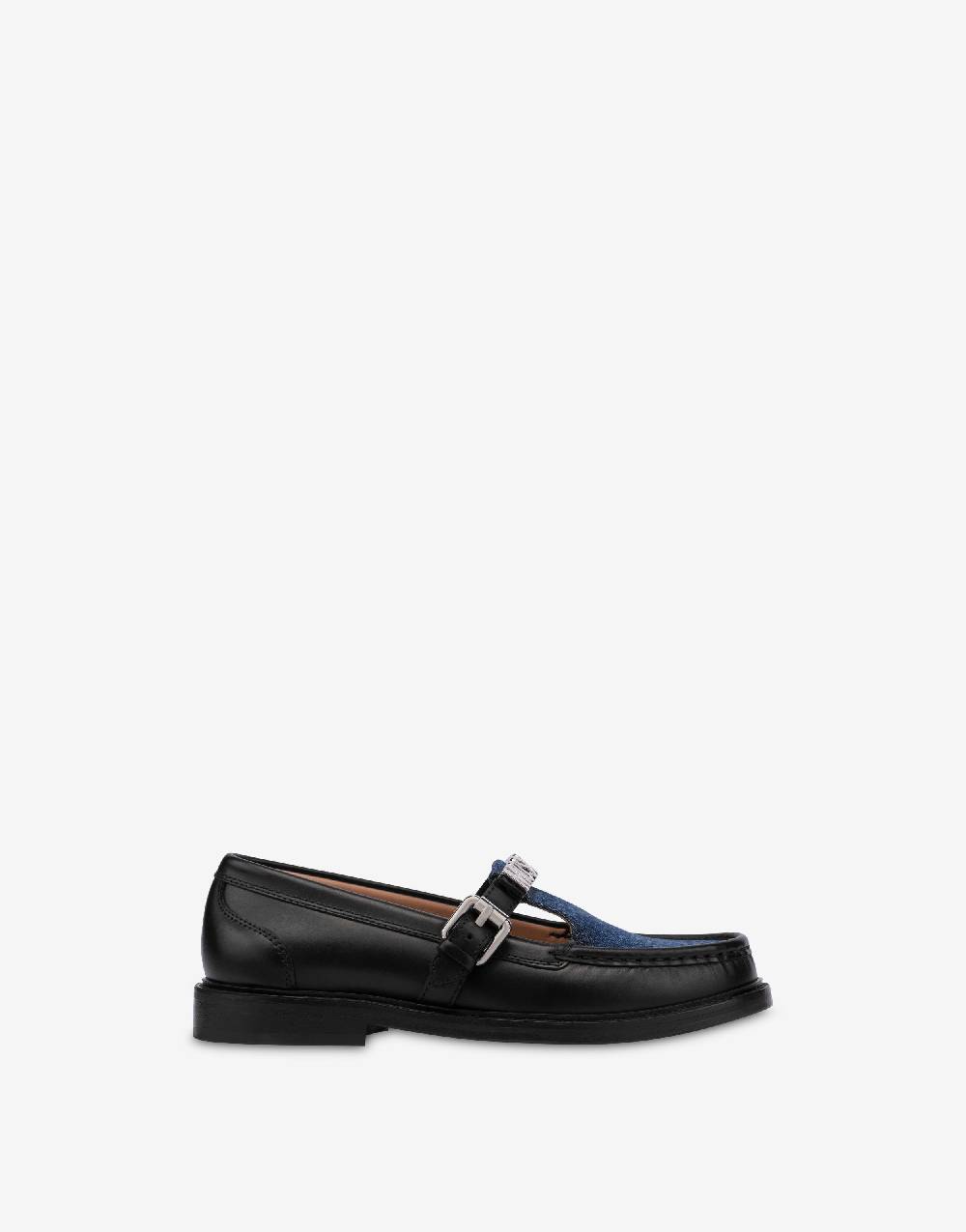 Love Moschino Mocassini in vitello e denim College Negozi Online