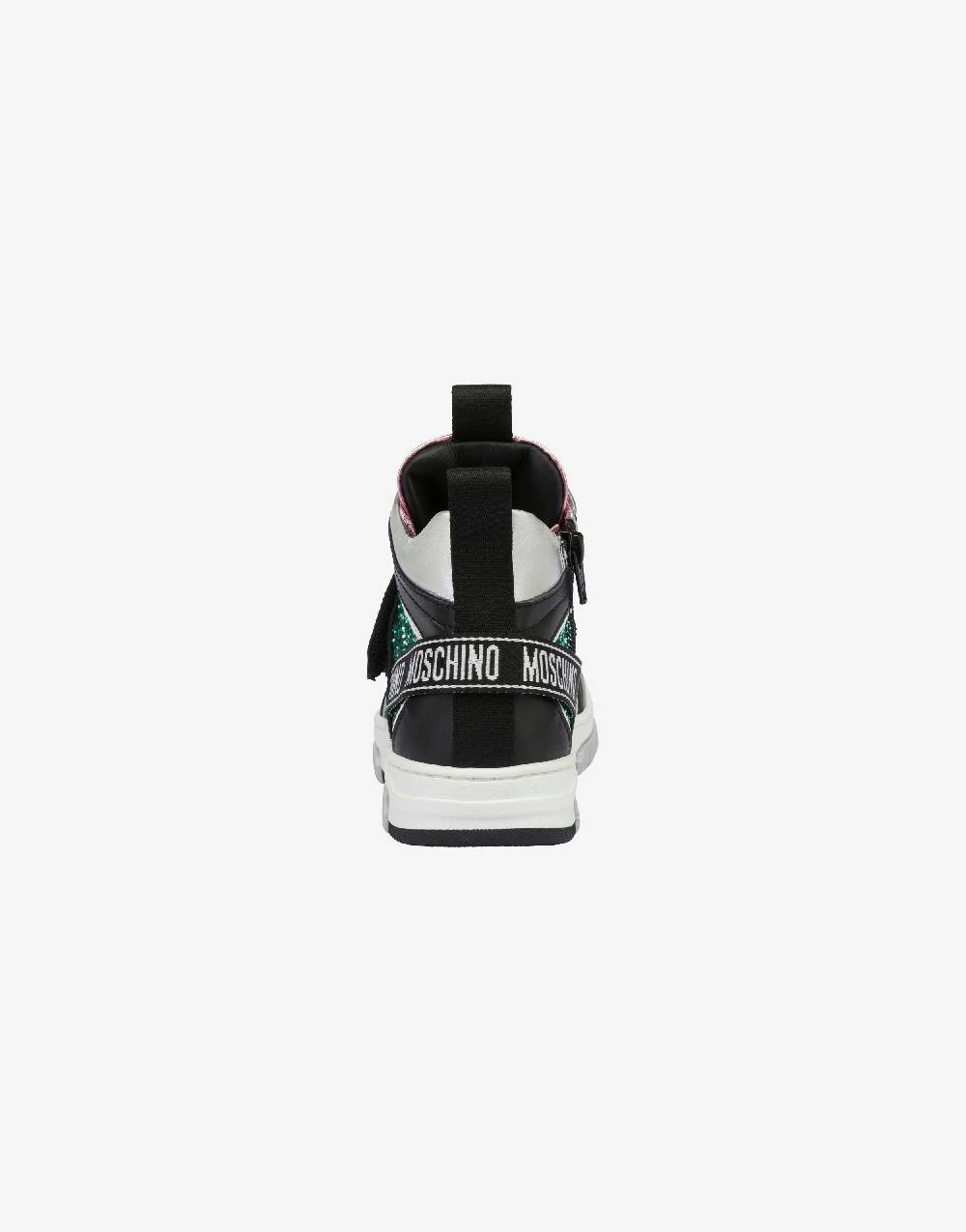 Love Moschino Sneakers alte in vitello e glitter Teddy Patch Offerte