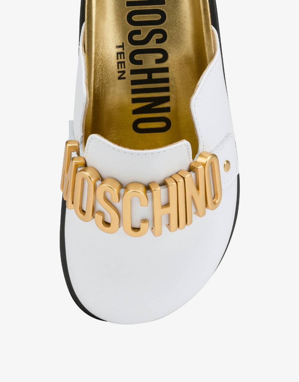 Love Moschino Sabot in vitello Lettering Logo Vendita Calda