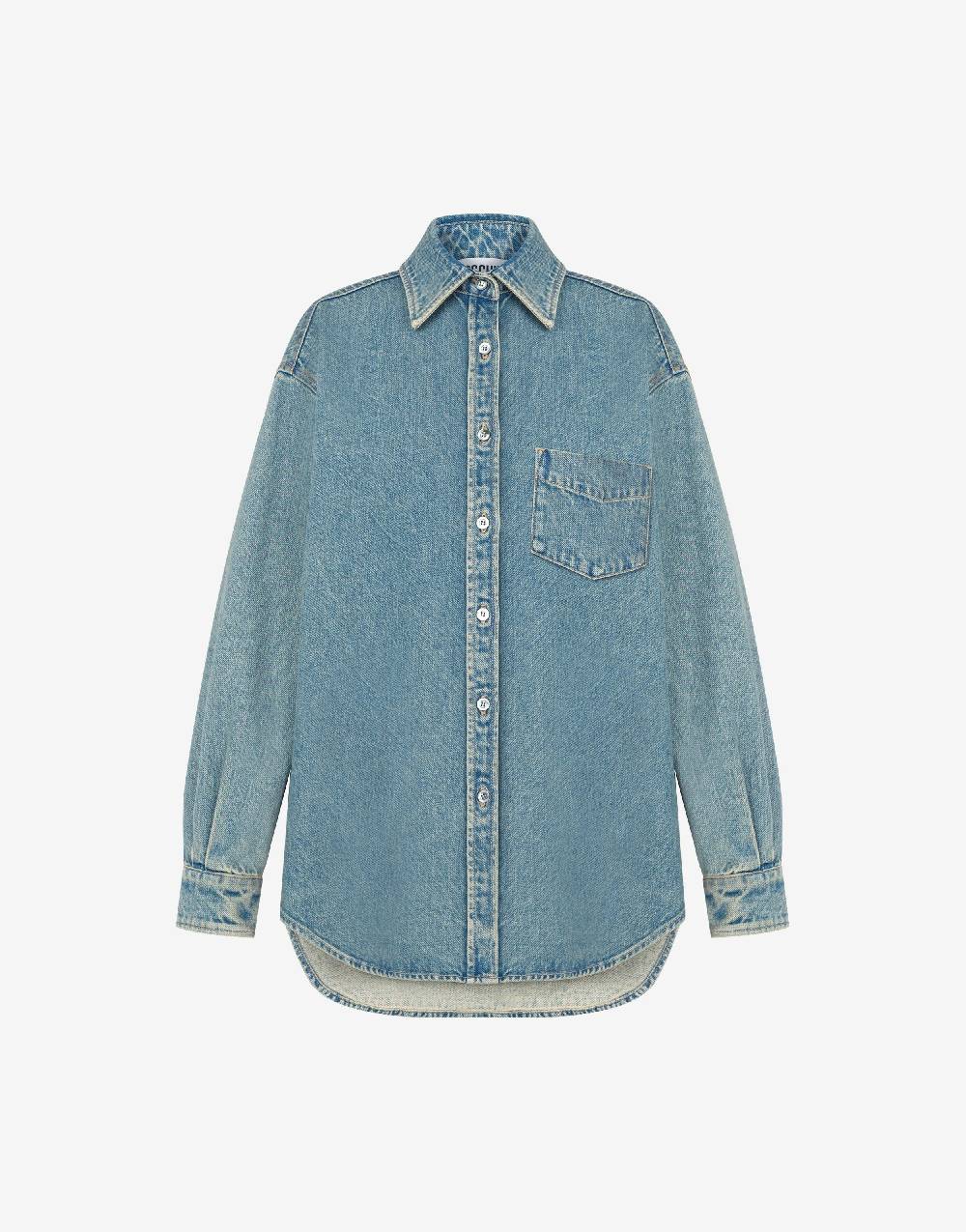 Love Moschino Camicia in denim blu di cotone Italy