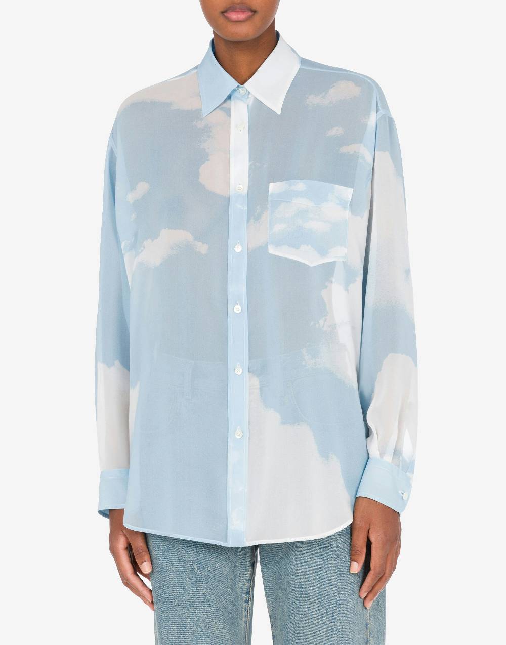 Love Moschino Camicia in georgette In The Cloud Promozione