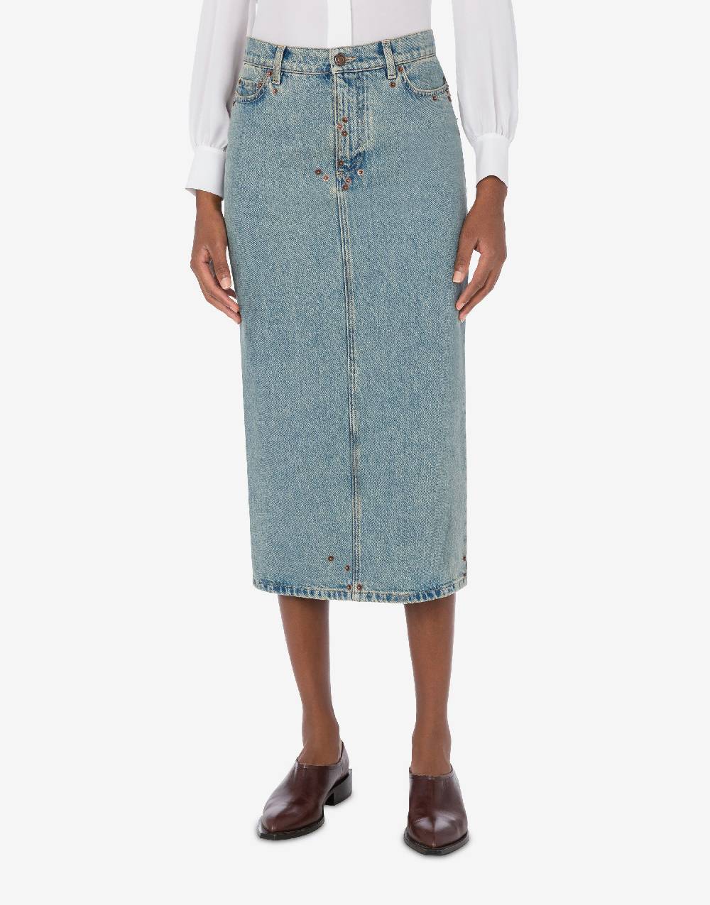 Love Moschino Gonna in denim blu di cotone Comprare a buon mercato