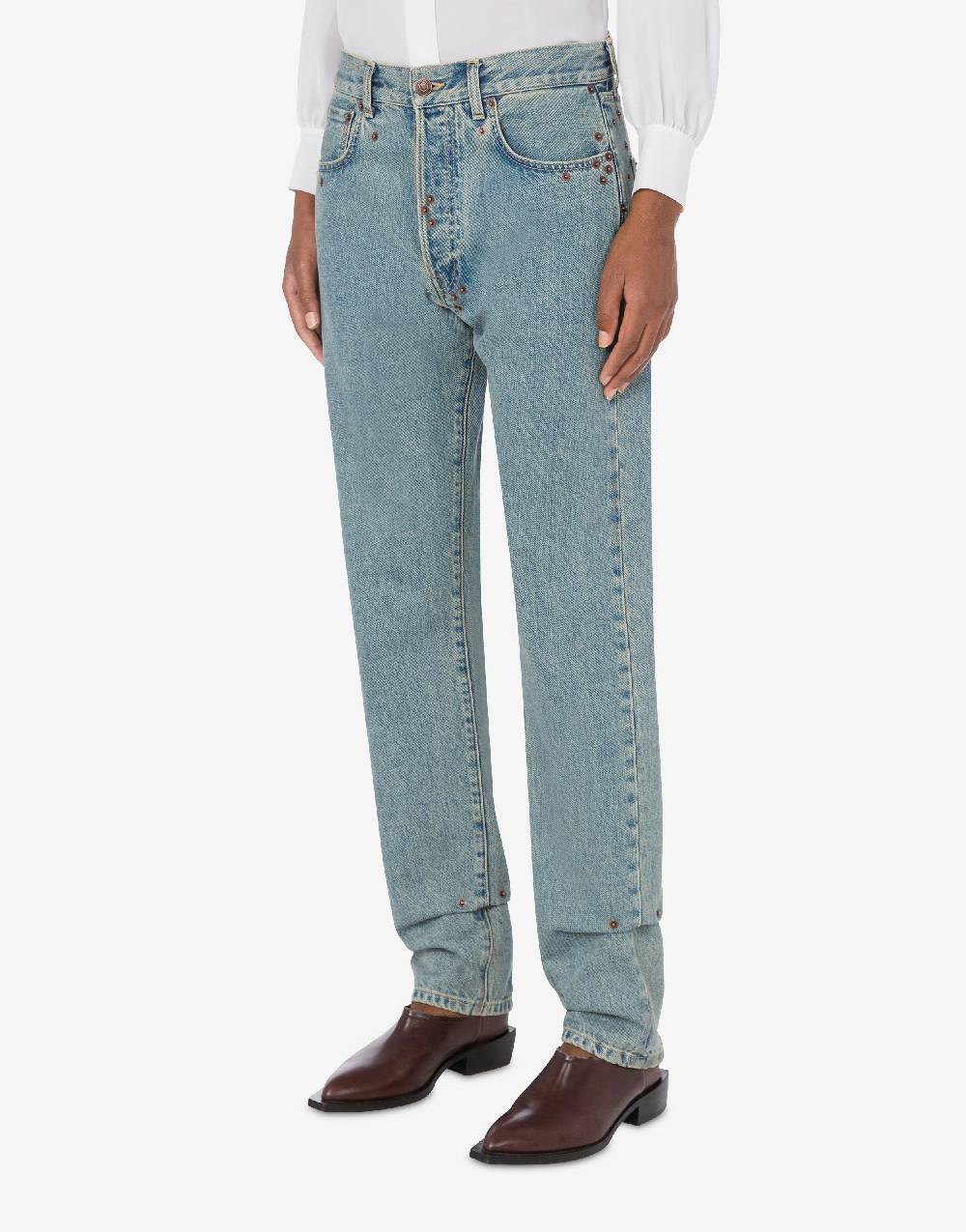 Love Moschino Pantalone in denim blu di cotone Prezzo Ridotto