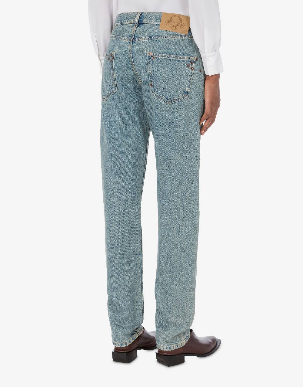 Love Moschino Pantalone in denim blu di cotone Prezzo Ridotto