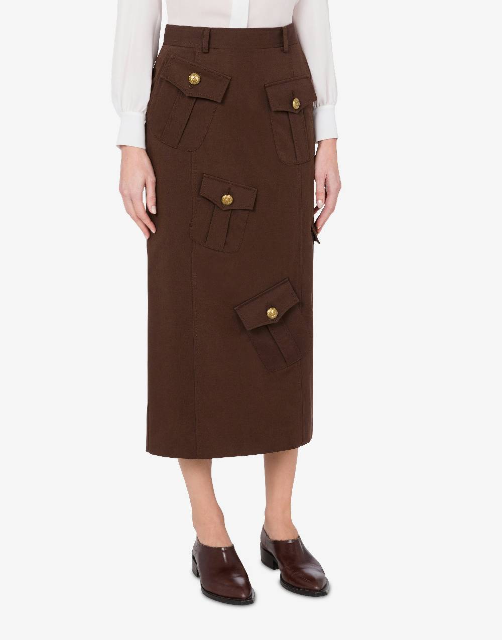 Love Moschino Gonna in gabardina Military Twist Offerta