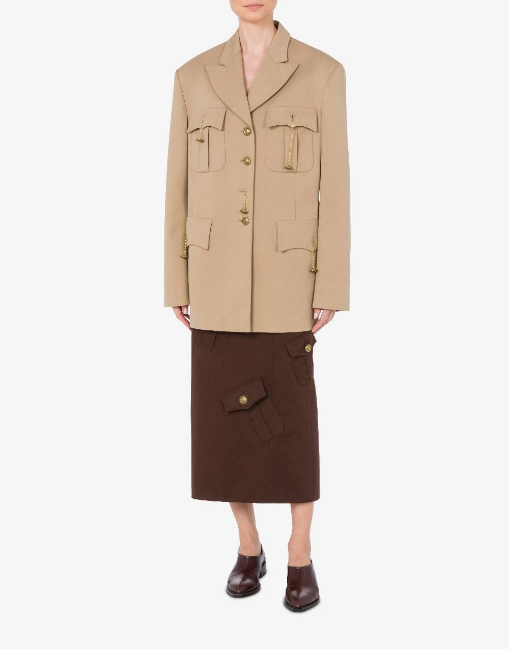 Love Moschino Giacca in gabardina Military Twist In Vendita