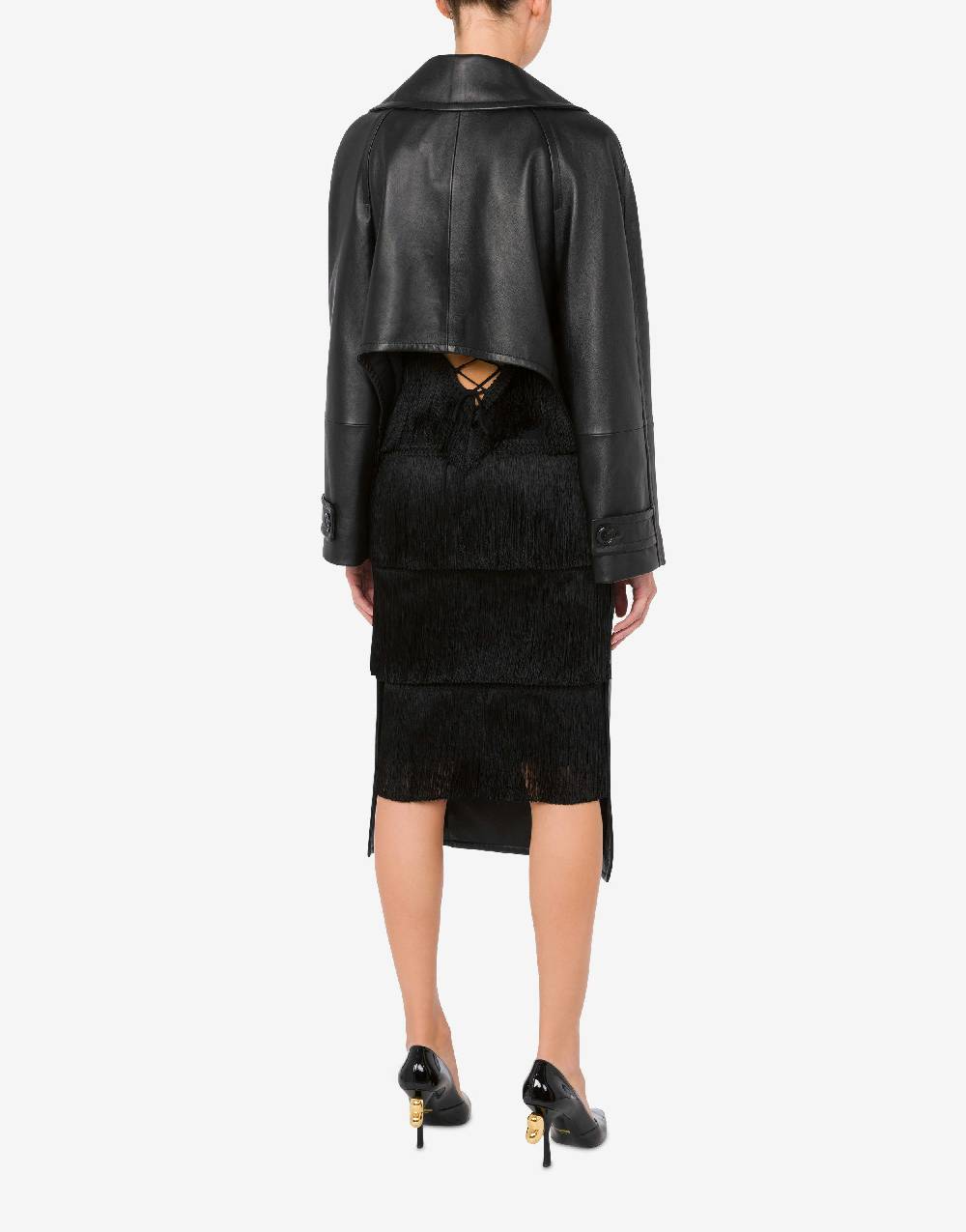 Love Moschino Cappotto asimmetrico in nappa Vendita Economica