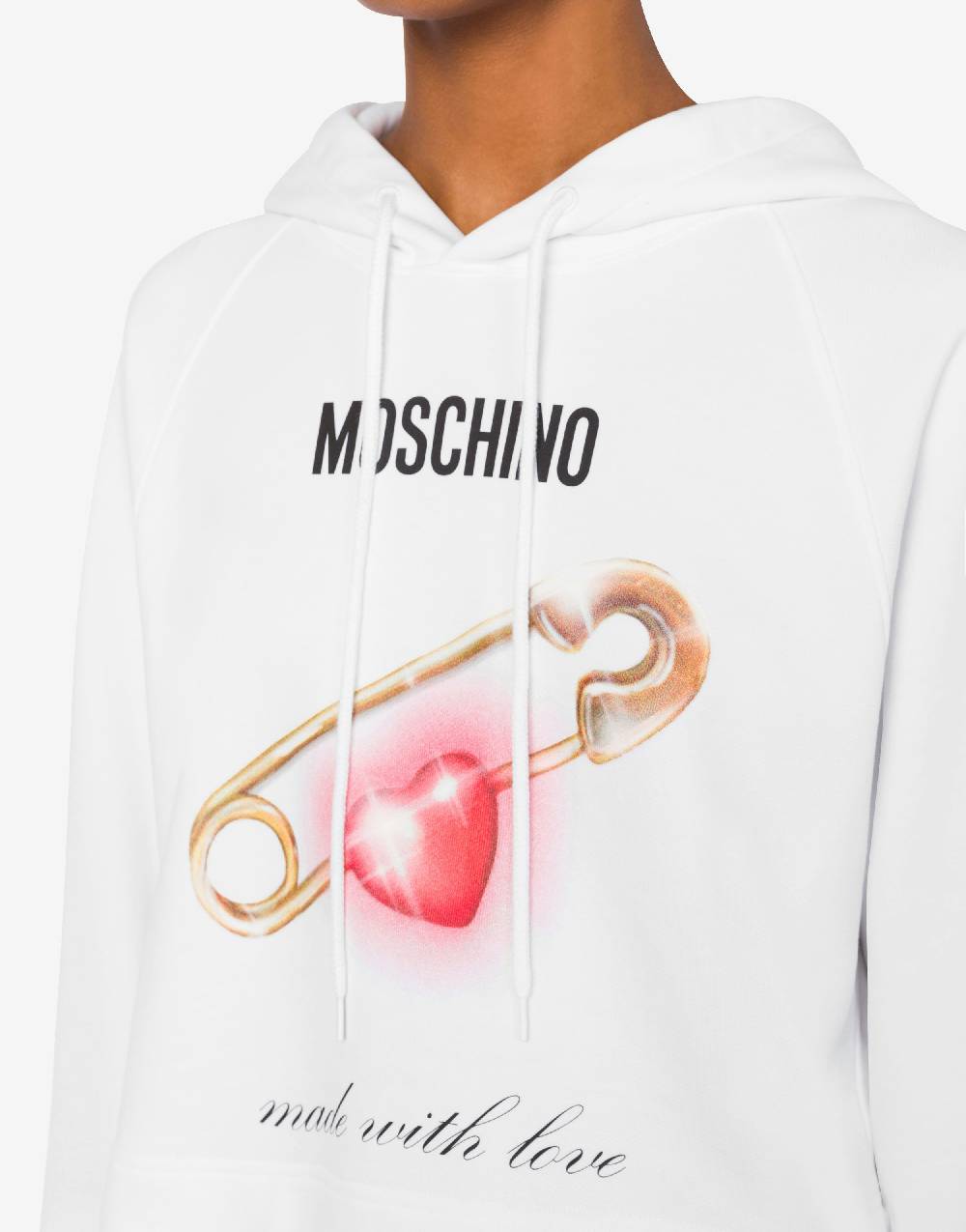 Love Moschino Felpa cropped Heart Safety Pin Prezzo Ridotto
