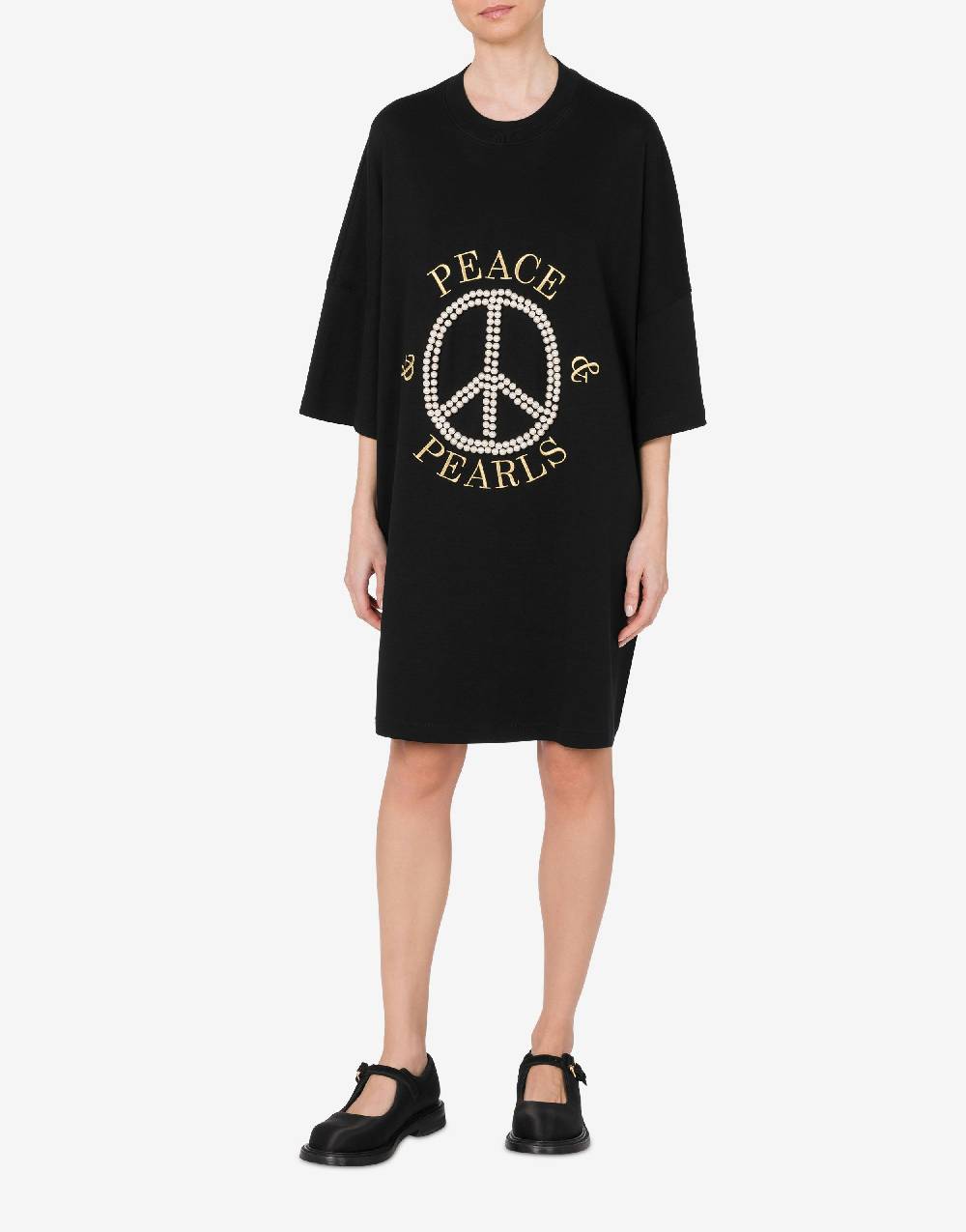 Love Moschino Abito in interlock di cotone Peace & Pearls Italia