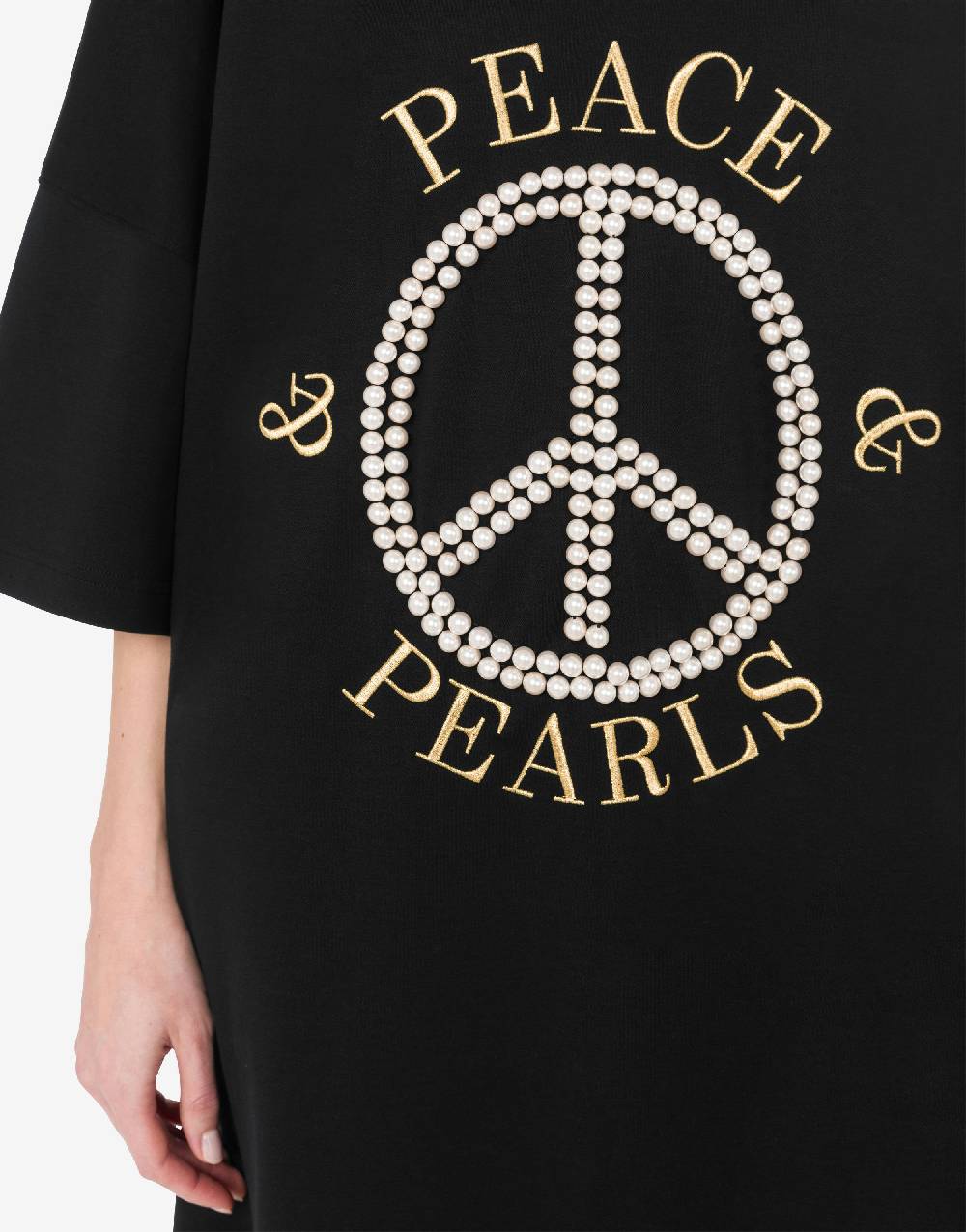 Love Moschino Abito in interlock di cotone Peace & Pearls Italia