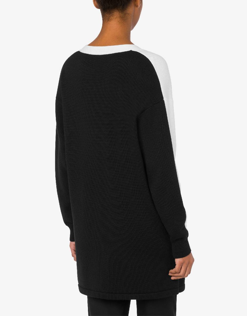 Love Moschino Cardigan in lana Black and White Vendita Calda