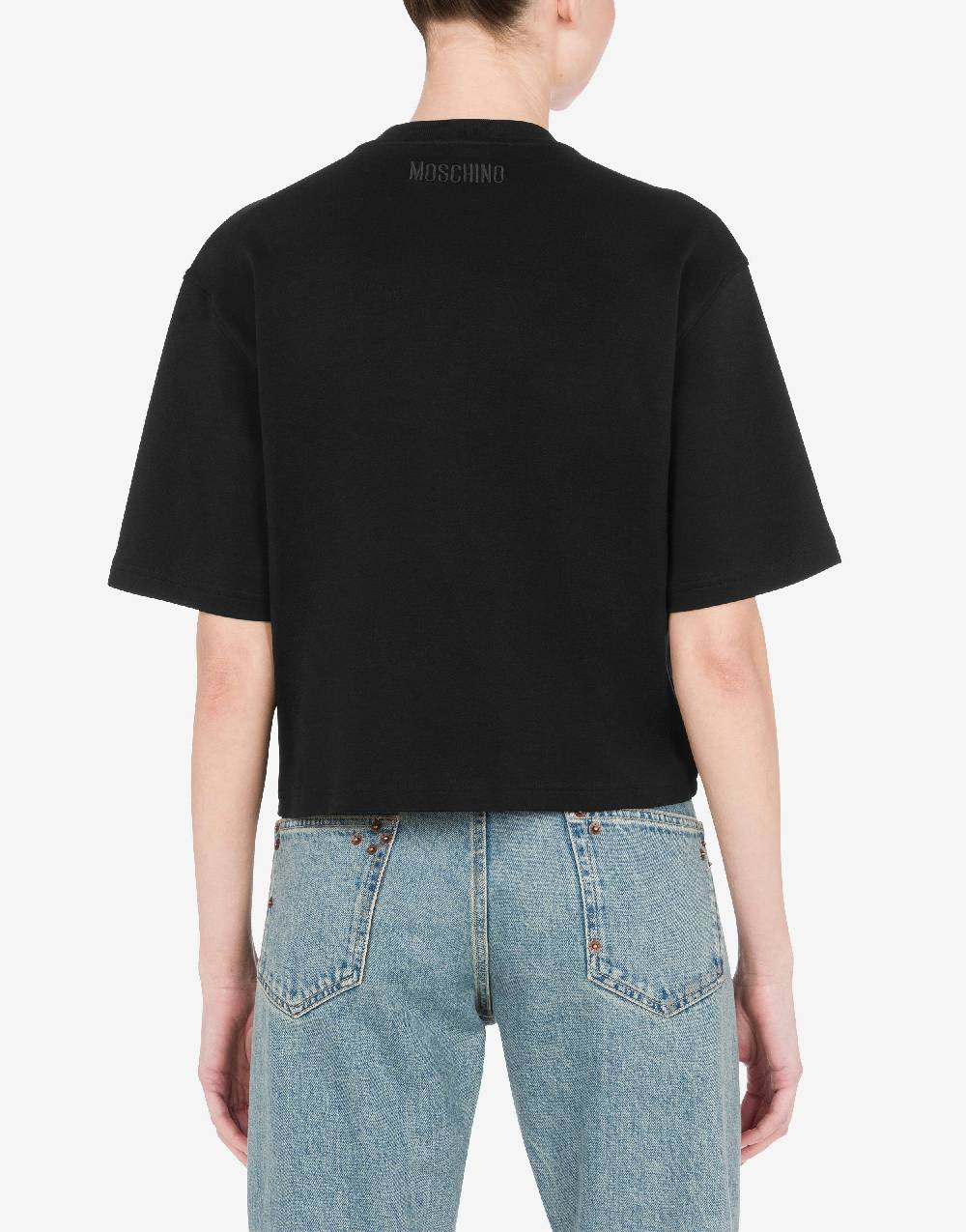 Love Moschino T-shirt in interlock di cotone Peace & Pearls Negozi Online