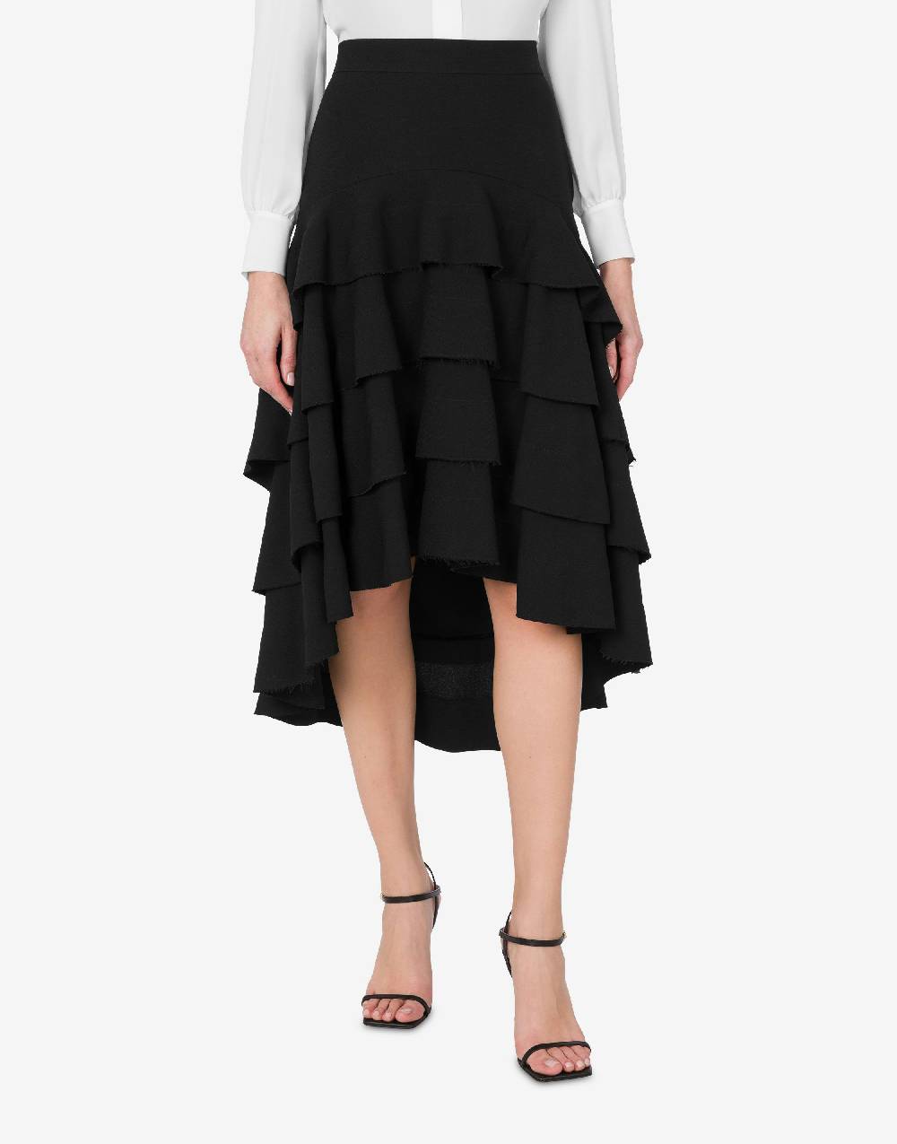 Love Moschino Gonna midi in crêpe con ruches Novità