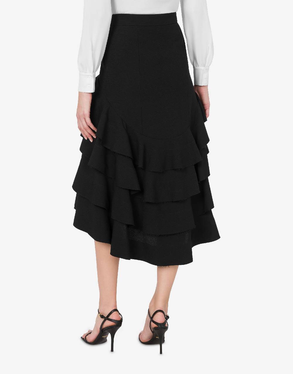 Love Moschino Gonna midi in crêpe con ruches Novità
