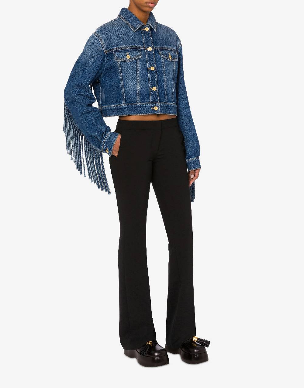 Love Moschino Giacca cropped con frange In Vendita