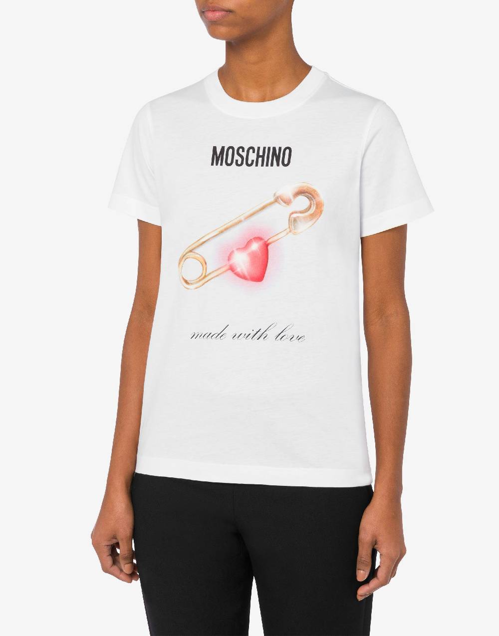 Love Moschino T-shirt Heart Safety Pin Saldi