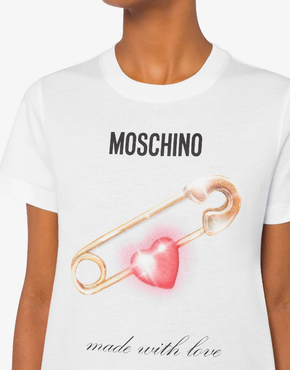 Love Moschino T-shirt Heart Safety Pin Saldi