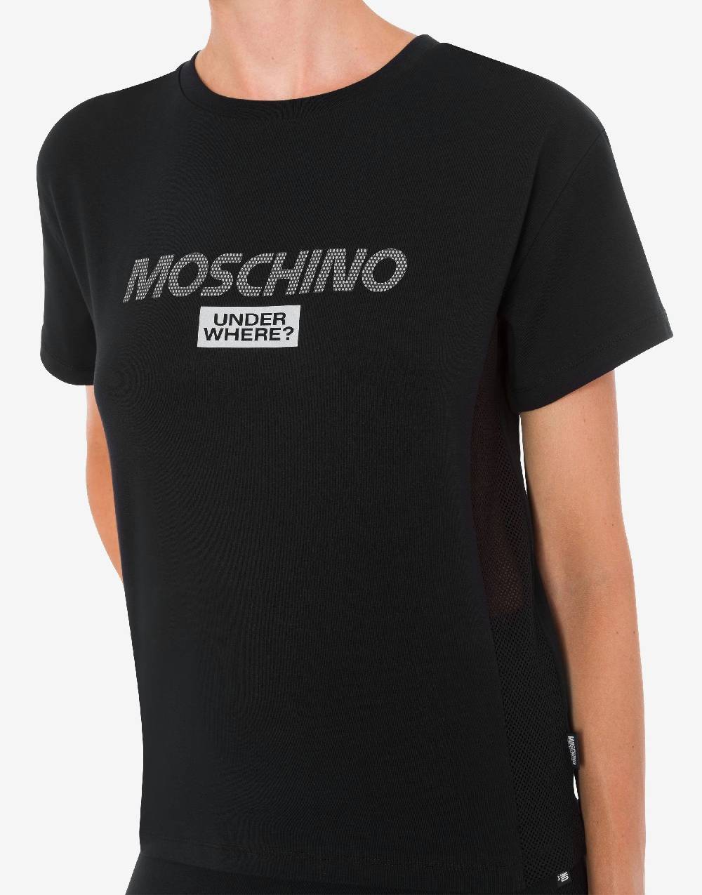 Love Moschino T-shirt in jersey stretch Mesh Logo Italia