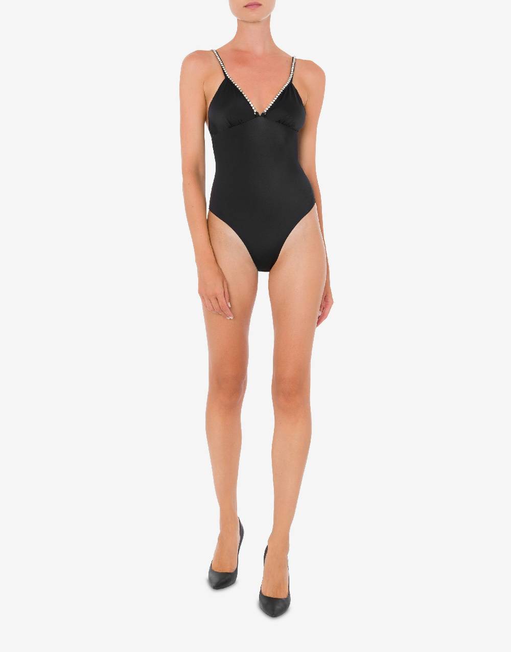 Love Moschino Costume intero Shiny Silver Logo Promozione Limitata
