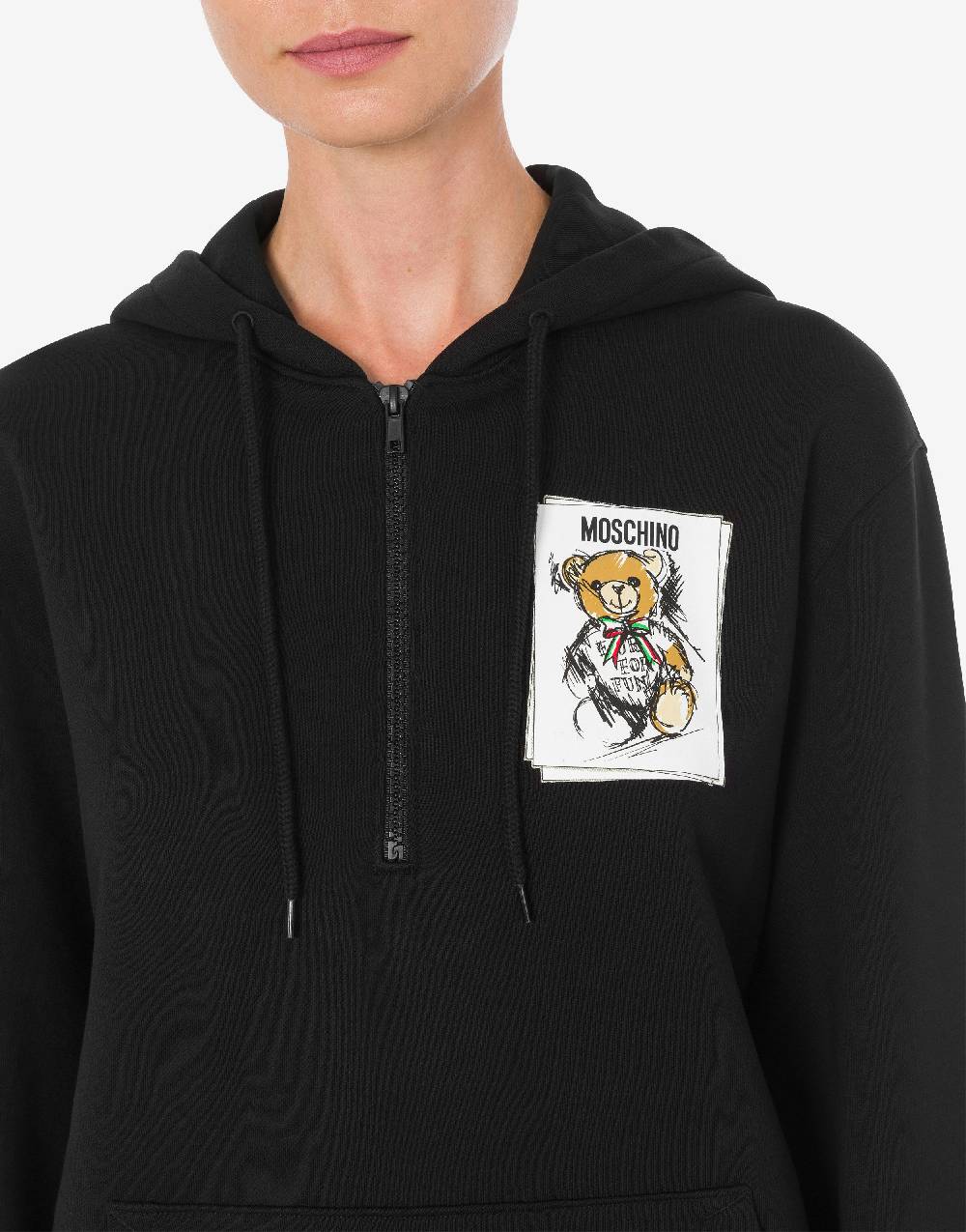 Love Moschino Felpa con cappuccio e zip Drawn Teddy Bear Convenienza