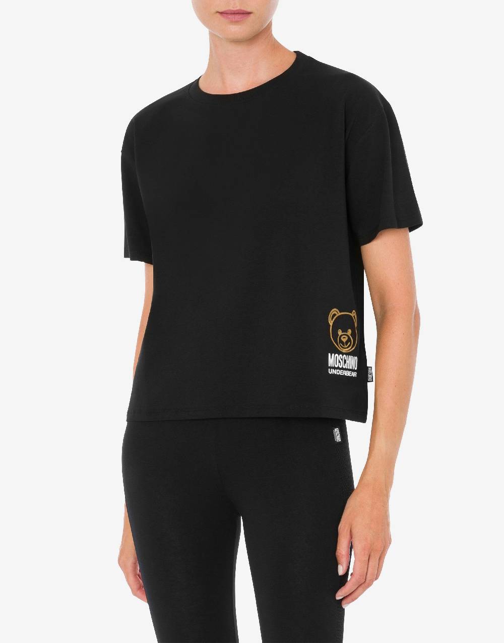 Love Moschino T-shirt in jersey stretch Flock Teddy Bear Novità