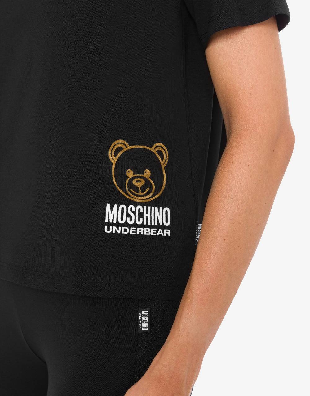 Love Moschino T-shirt in jersey stretch Flock Teddy Bear Novità