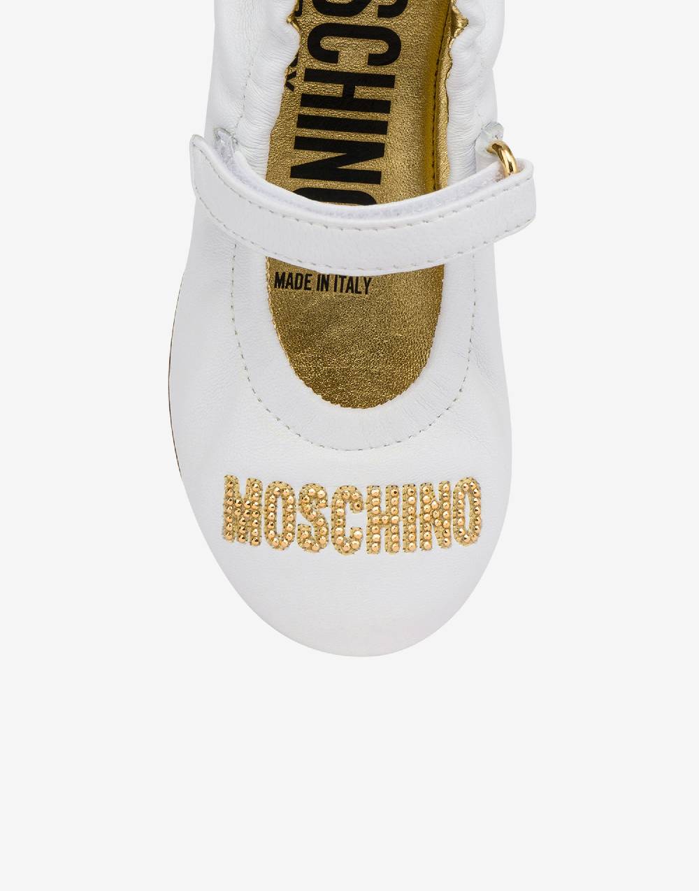 Love Moschino Ballerine in nappa Studded Logo Italia