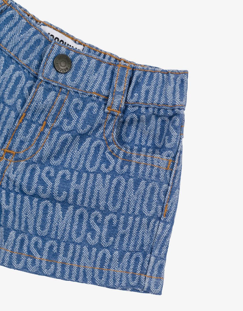 Love Moschino Short in denim Allover Logo Italy