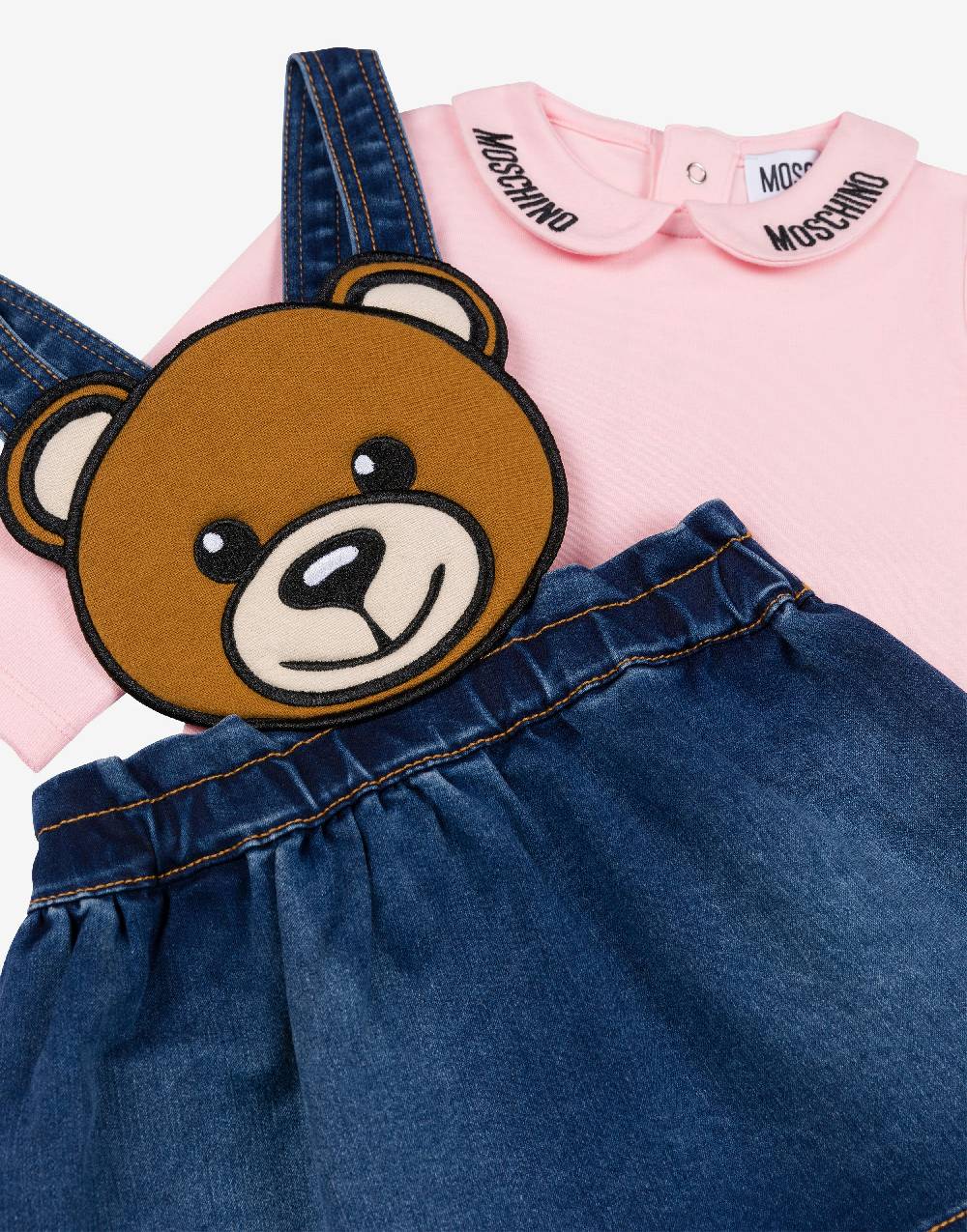 Love Moschino Completo blusa e gonna salopette Moschino Teddy Bear Negozio