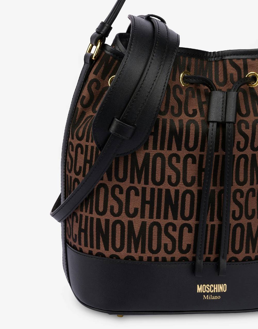 Love Moschino Borsa a secchiello in nylon Allover Logo Promozione