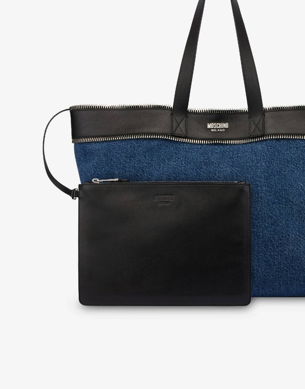 Love Moschino Shopper in denim Moschino Rider Sconto