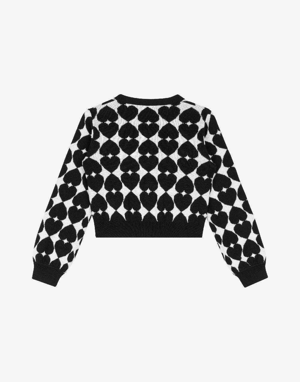 Love Moschino Cardigan in misto lana e cotone Jacquard Hearts In Saldo