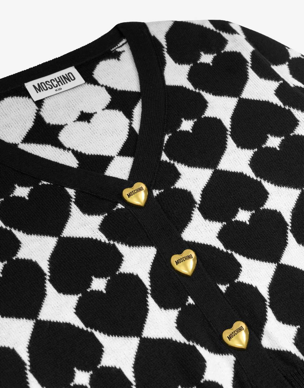 Love Moschino Cardigan in misto lana e cotone Jacquard Hearts In Saldo