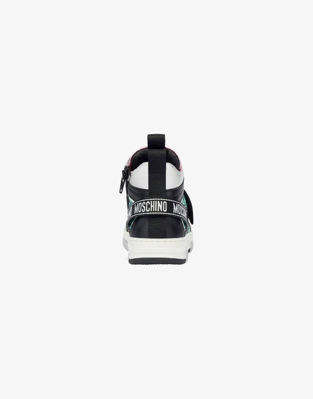 Love Moschino Sneakers alte in glitter e vitello Teddy Patch In vendita
