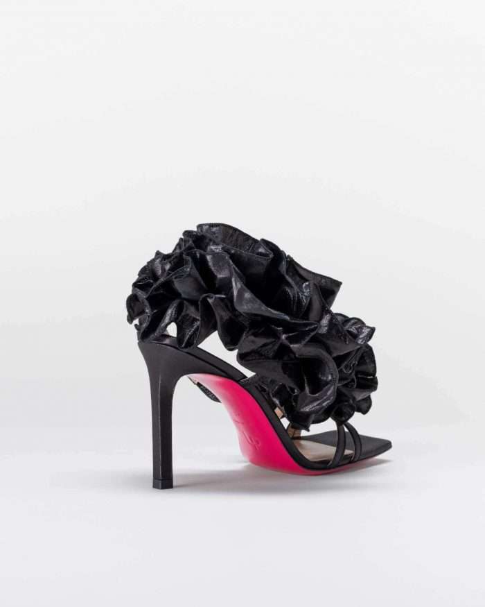 LUCIANO PADOVAN ROUCHE LINE SANDALO EMILY TESSUTO LUREX NERO In Saldo